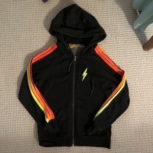 Aviator Nation neon striped zip up XS